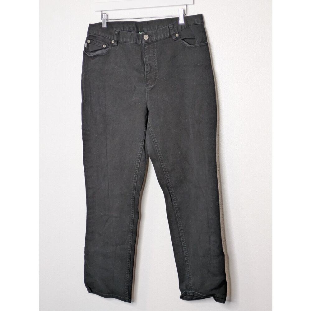 Ralph Lauren Jeans Womens 16 Black High Rise Straight Stretch Dark Wash Denim - Picture 3 of 9